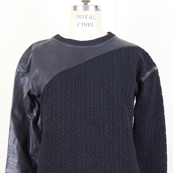 Ohne Titel Black Leather Quilted Sweatshirt / Sweater - xs, extra small - Picture 4 of 7